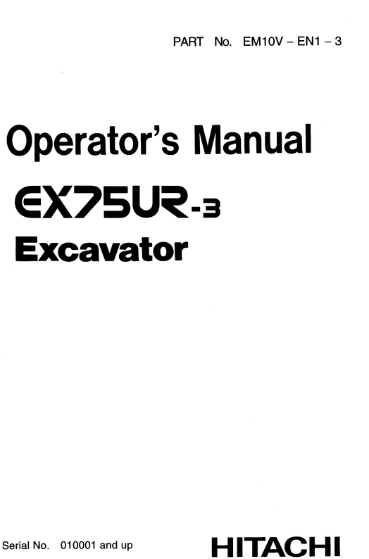 Product picture Hitachi EX75-3 Operators Manual