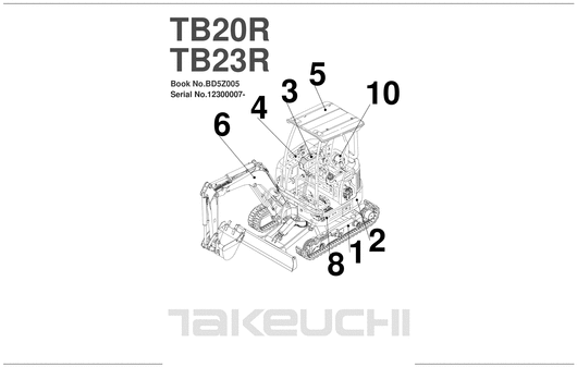 Product picture Takeuchi Excavator TB23R TB20R Parts Manual