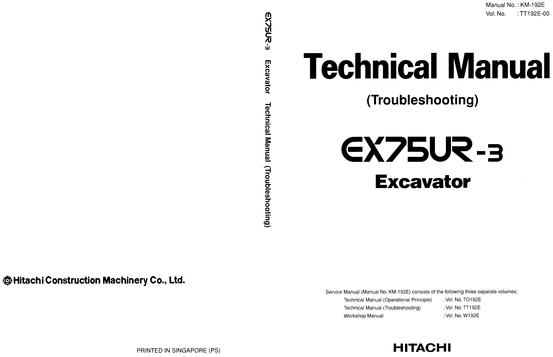 Product picture Hitachi EX75-3 Techical Manual