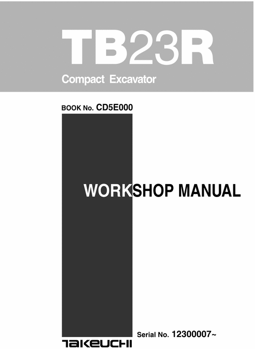 Product picture Takeuchi Excavator TB23R Workshop Manual