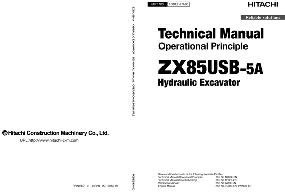 Product picture Hitachi Technical manual for Zaxis Zx85USB 